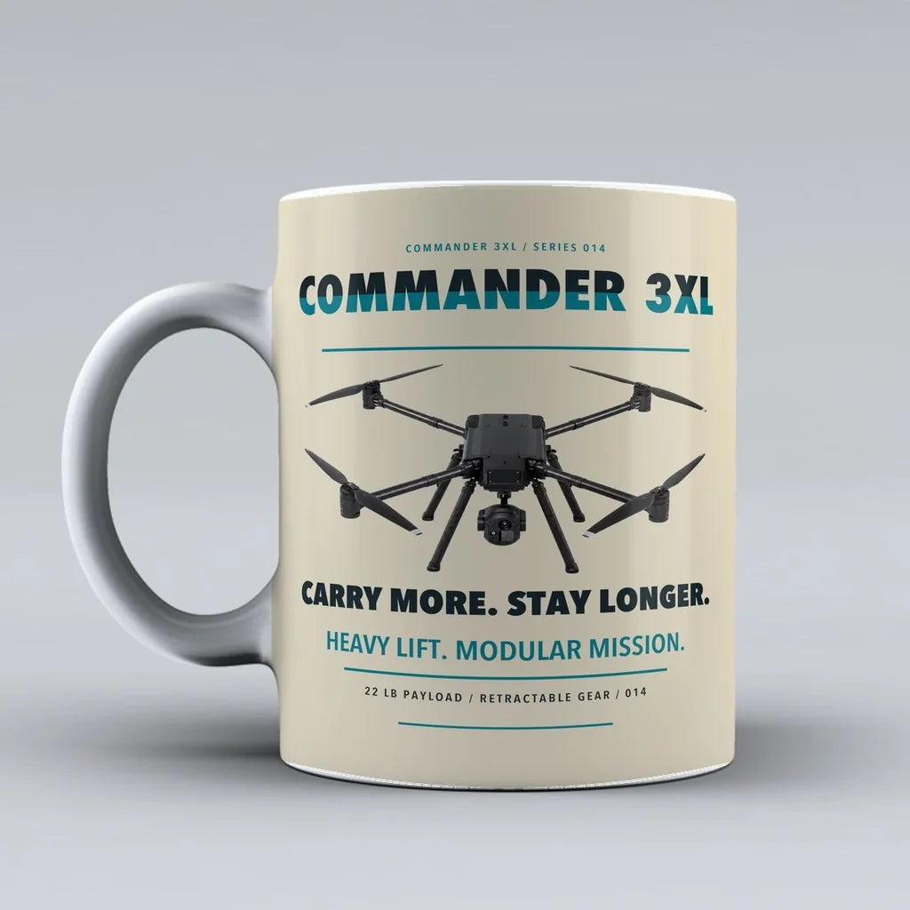 Commander 3XL Mug design on beige draganfly