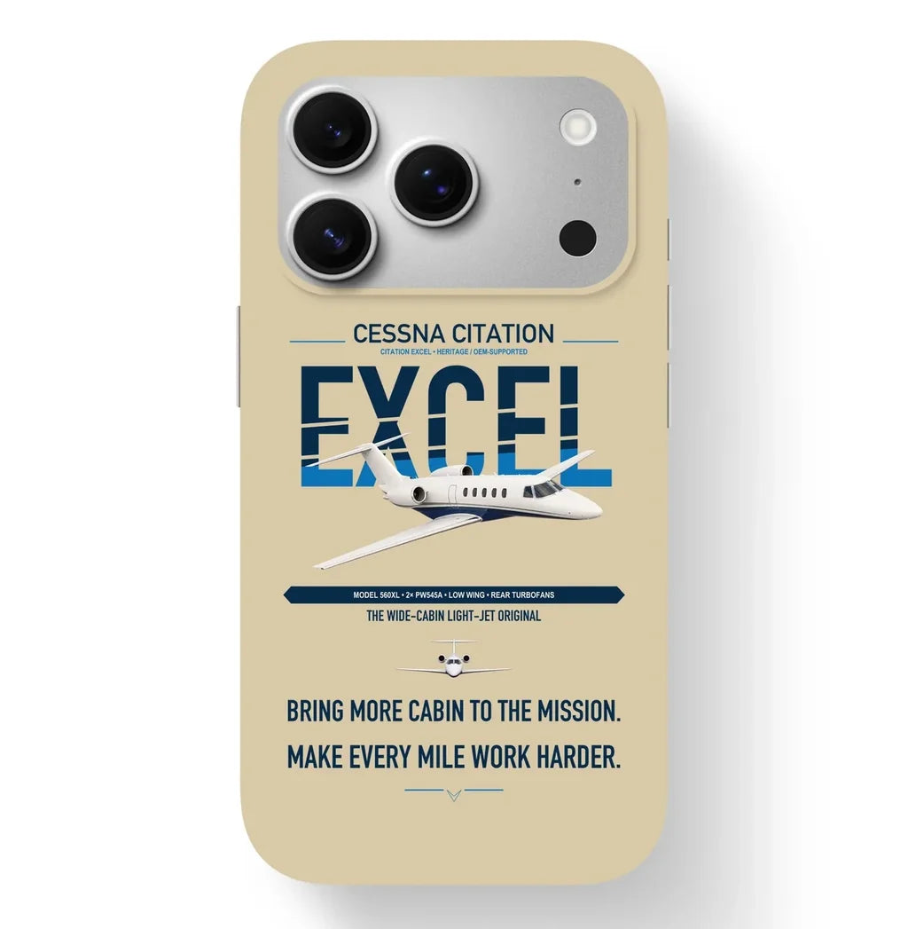 Cessna Citation Excel design on beige magsafe iphone case, for iPhone 17 Pro