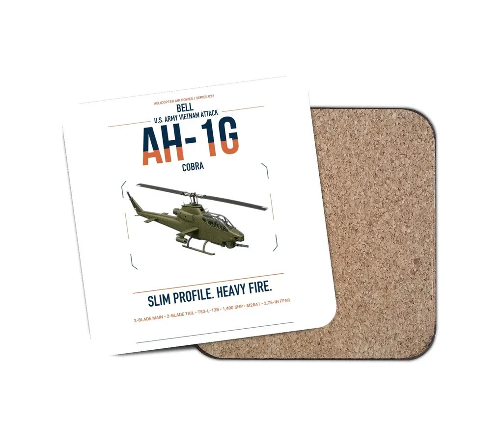 Bell AH-1G Cobra design on white 1 piece coaster