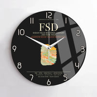 Thumbnail for Sioux Falls Regional Airport Joe Foss Field (FSD) design on black no frame wall clock