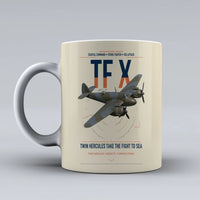 Thumbnail for Bristol Beaufighter TF X design on beige ceramic mug, double-side print