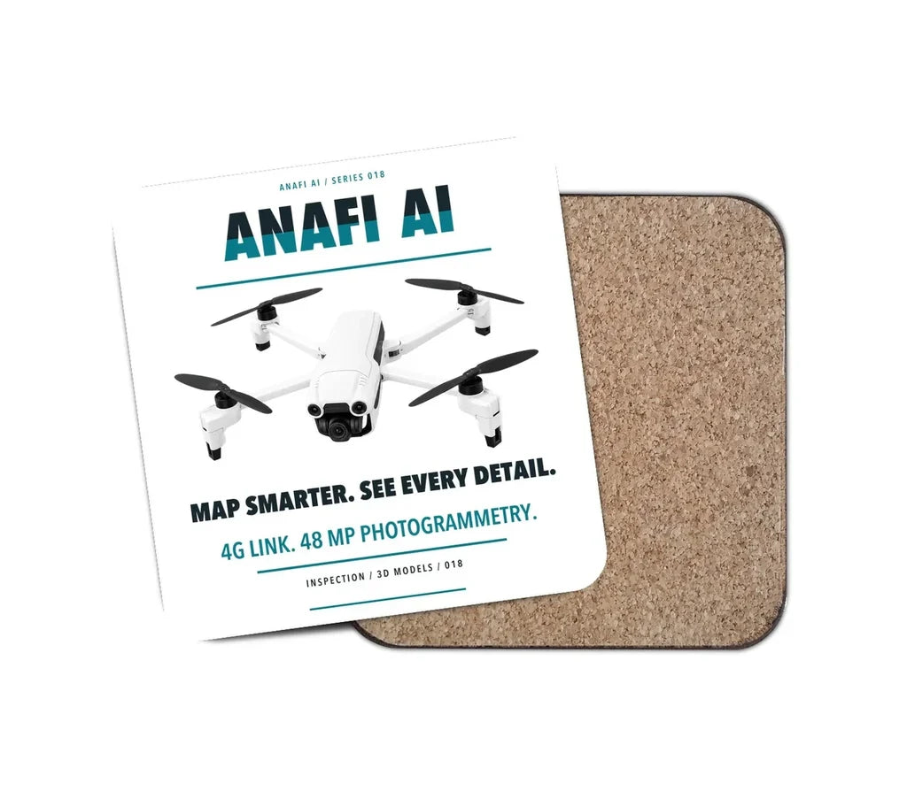 Parrot ANAFI Ai design on white 1 piece coaster