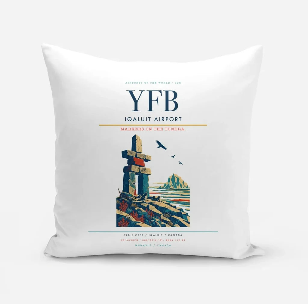 Iqaluit Airport (YFB) design on white pillow