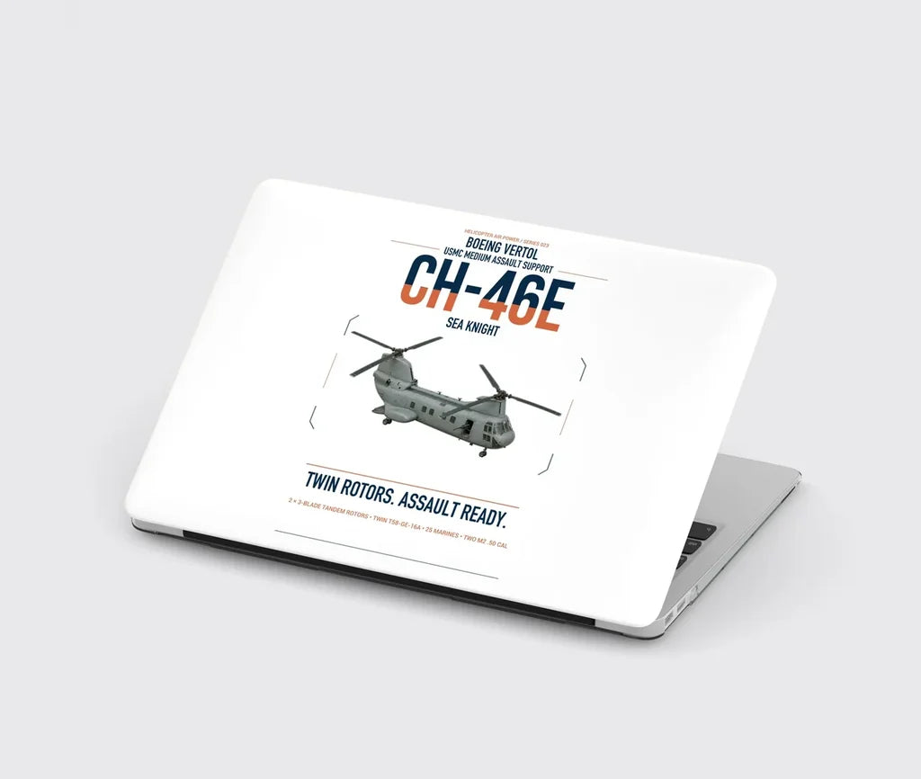 Boeing Vertol CH-46E Sea Knight design on white MacBook case