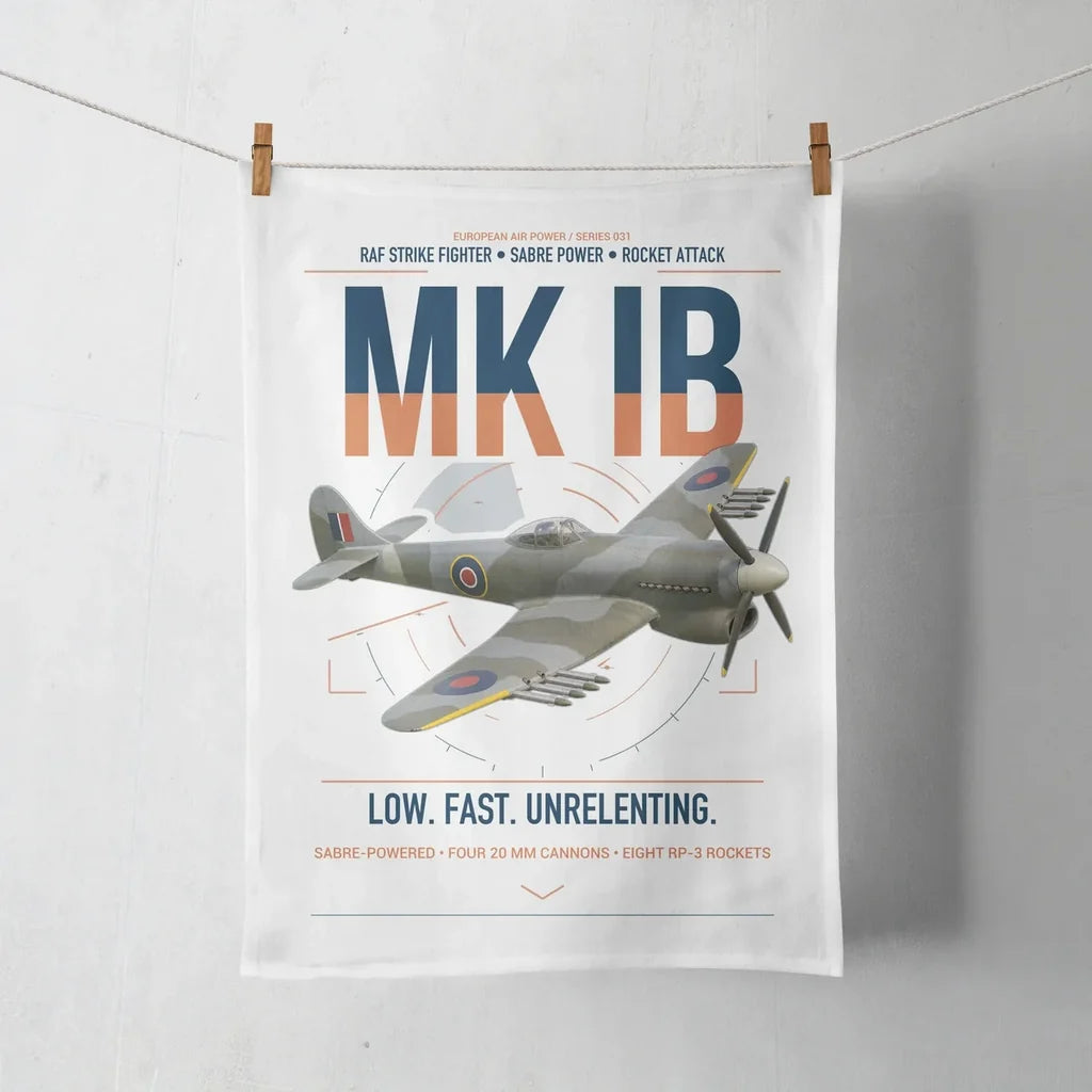 Hawker Typhoon Mk IB design on white towel