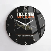 Thumbnail for Sikorsky UH-60M Black Hawk design on black no frame wall clock