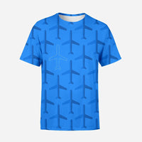 Thumbnail for Blue Seamless Airplanes 3D T-Shirt - view 2