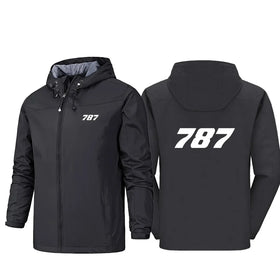 Boeing 787 Flat Text Rain Jackets & Windbreakers