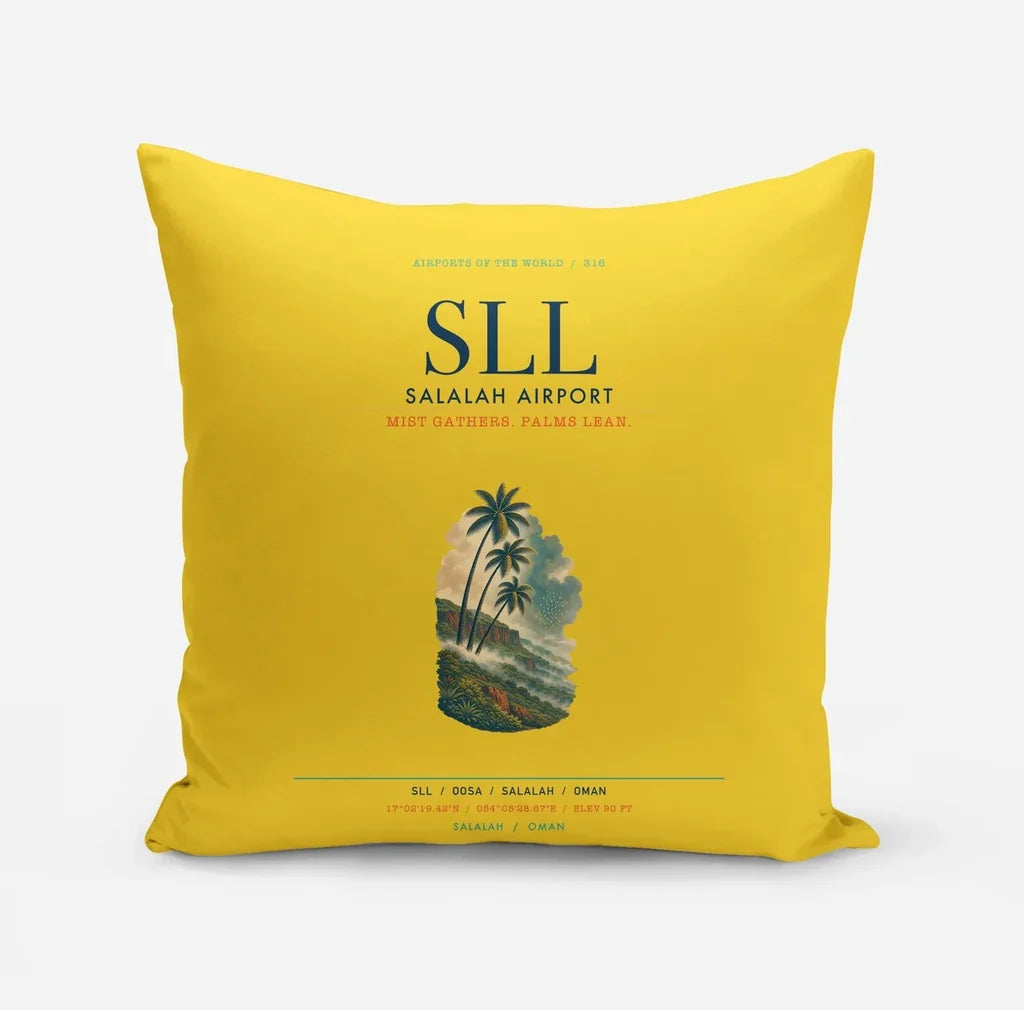 Salalah Airport (SLL) design on yellow pillow