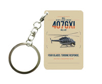 Thumbnail for Bell 407GXi design on beige designed key chain, double-side print