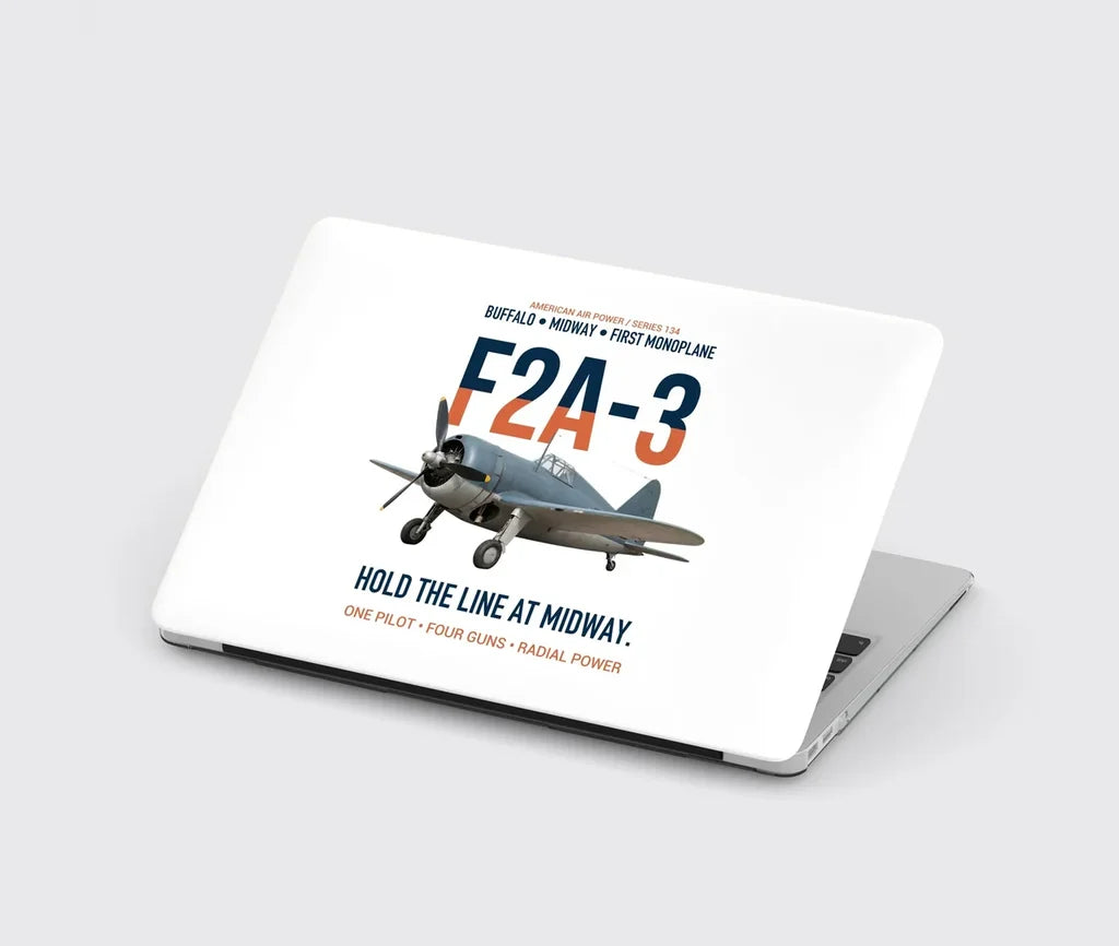 F2A-3 Buffalo Hold the Line at Midway design on white MacBook case