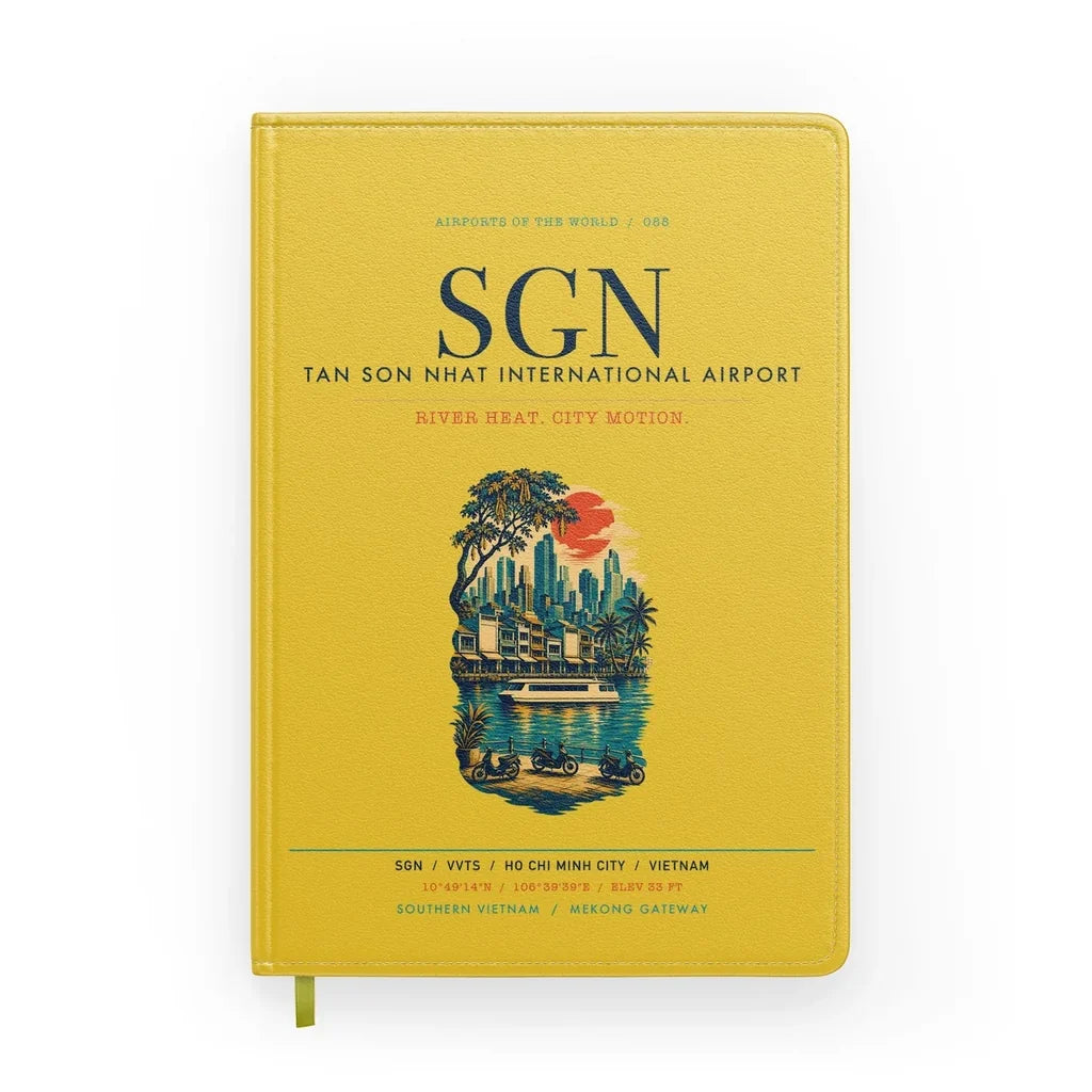 Tan Son Nhat International Airport Ho Chi Minh City (SGN) design on yellow notebook