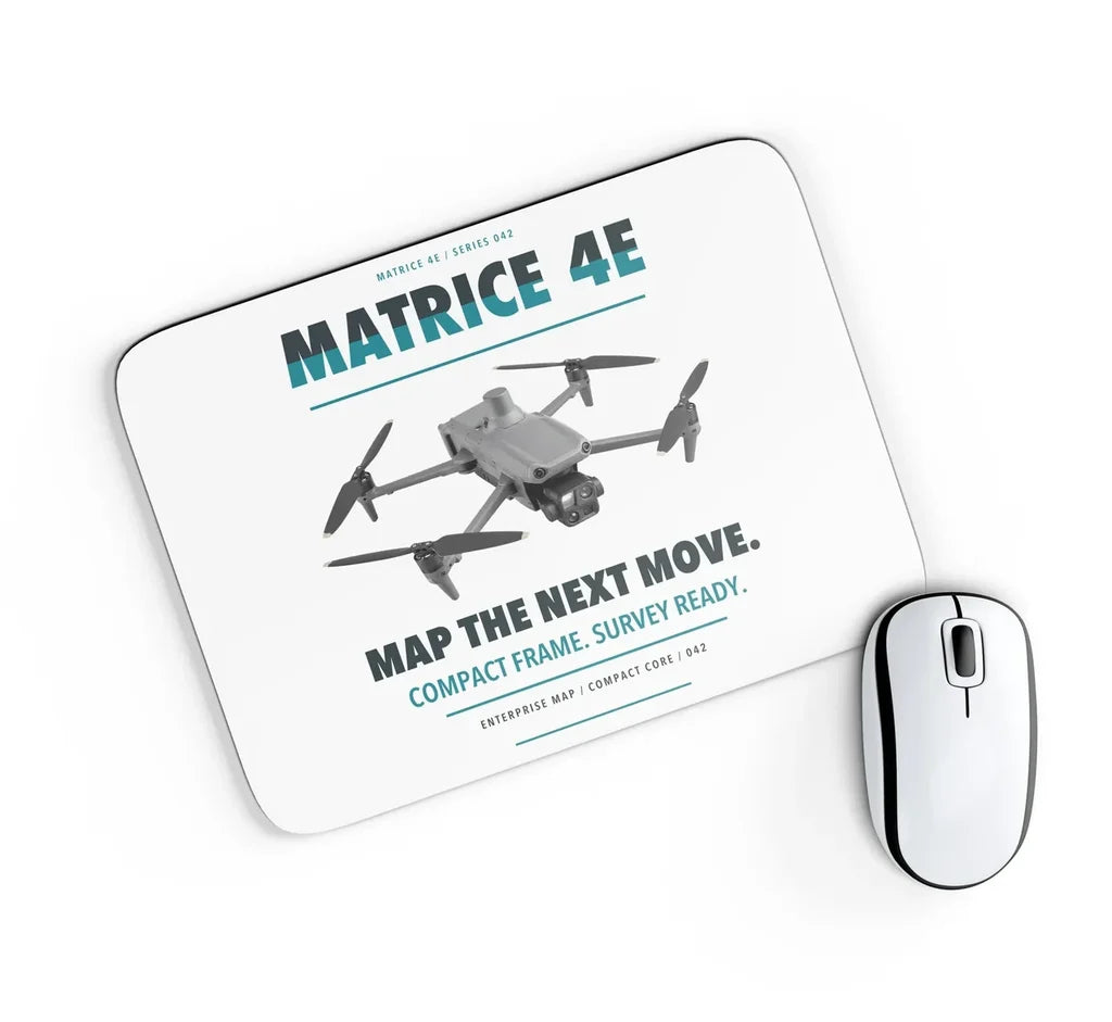 DJI Matrice 4E design on white rectangle mouse pad