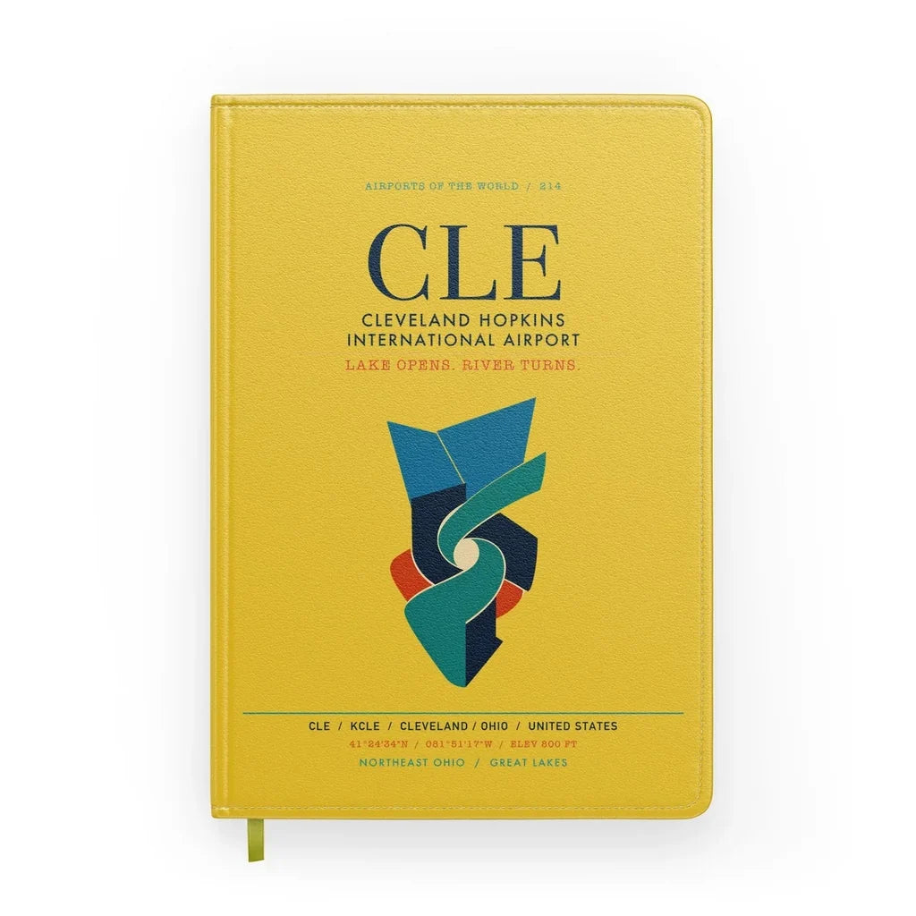 Cleveland Hopkins International Airport (CLE) design on yellow notebook