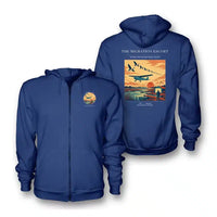 Thumbnail for VINTAGE G4448 - The Migration Escort - Premium Zipped Hoodie design on blue