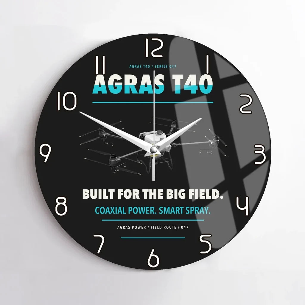 DJI Agras T40 design on black no frame wall clock