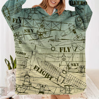 Thumbnail for Retro Airplanes & Text Hoodie - view 2