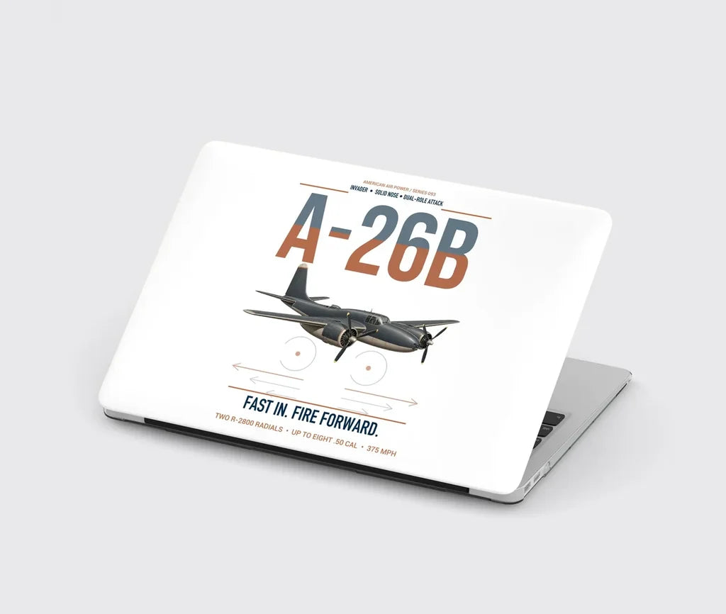 A-26B Invader design on white MacBook case
