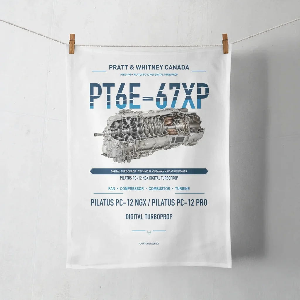 PT6E-67XP design on white towel