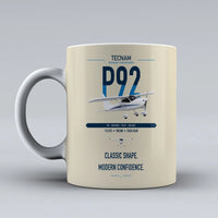 Thumbnail for Tecnam P92 Echo MkII design on beige ceramic mug, double-side print