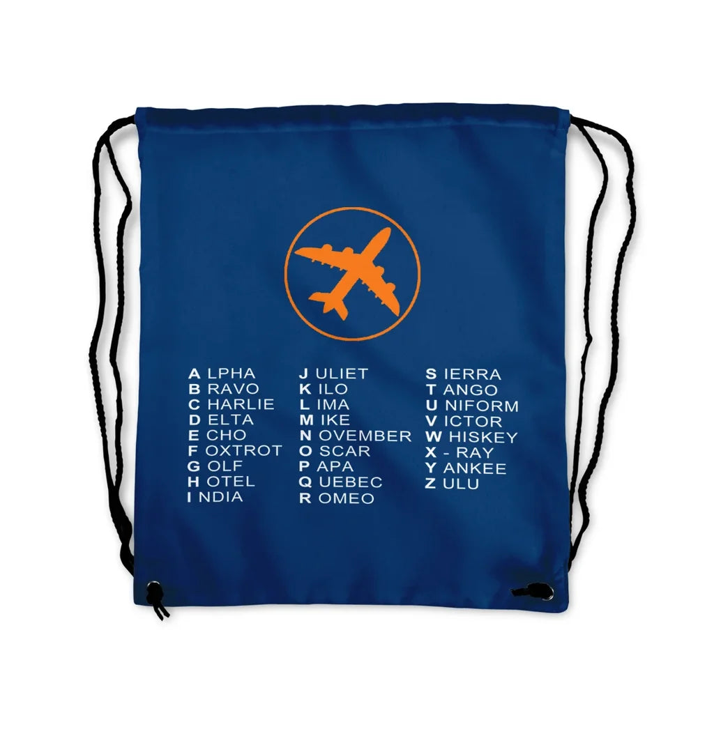 Aviation Alphabet Drawstring Bag - view 2