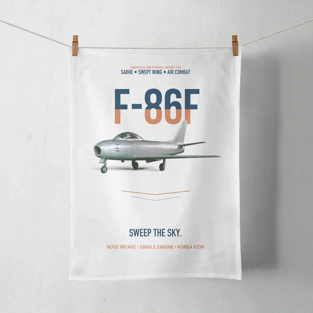 F-86F Sabre Sweep The Sky design on white towel