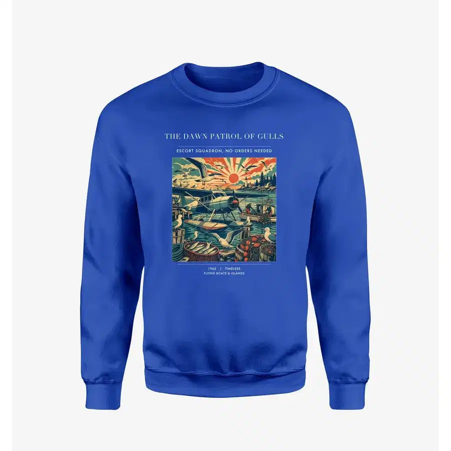 VINTAGE G4411 - The Dawn Patrol Of Gulls - Designed Sweatshirts design on blue