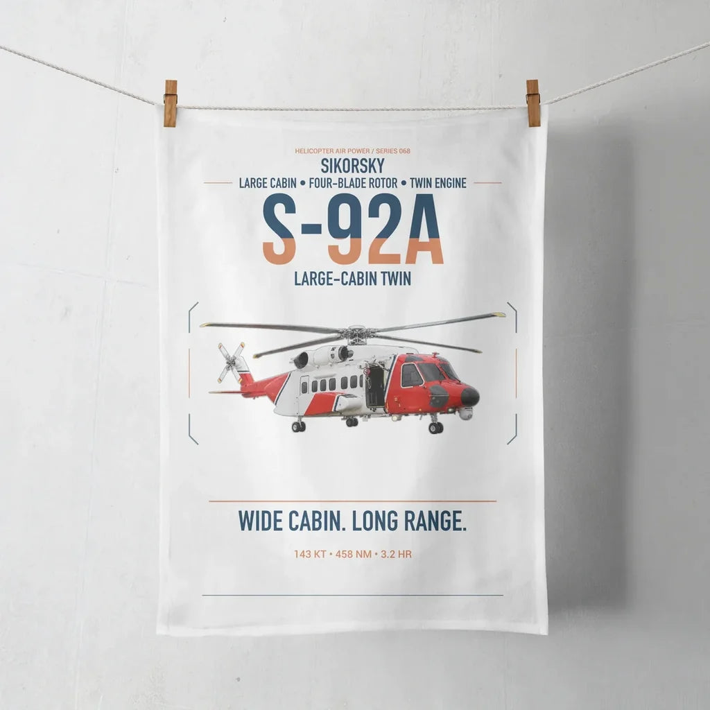 Sikorsky S-92A design on white towel