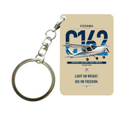 Thumbnail for Cessna 162 Skycatcher design on beige designed key chain, double-side print