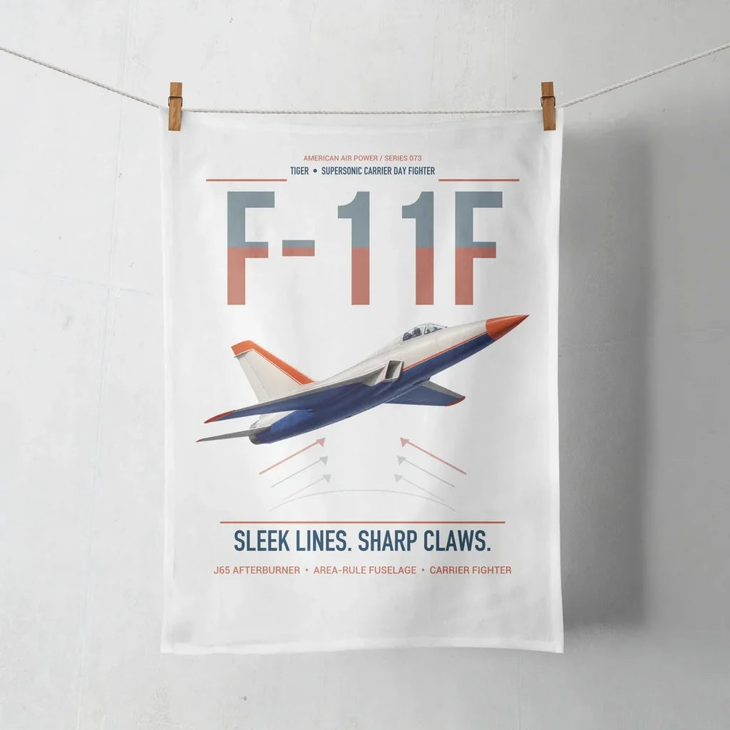 F-11F Tiger design on white towel