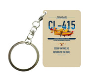 Thumbnail for Canadair CL-415 design on beige designed key chain, double-side print