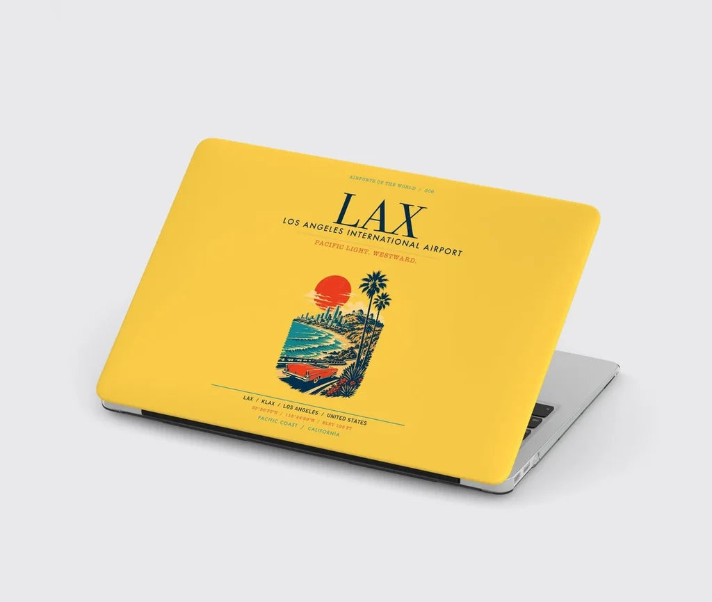 Los Angeles International Airport (LAX) design on yellow MacBook case