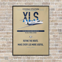 Thumbnail for Cessna Citation XLS vertical canvas print - framed - beige background