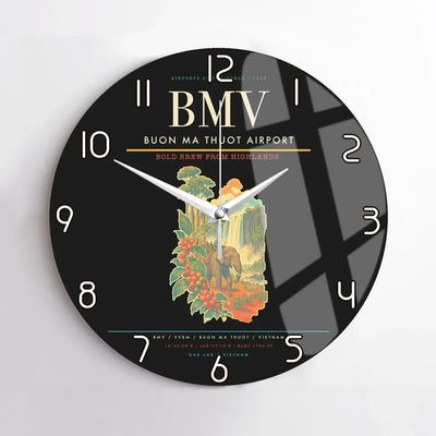 Buon Ma Thuot Airport (BMV) design on black no frame wall clock