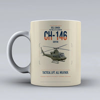 Thumbnail for Bell Canada CH-146 Griffon design on beige ceramic mug, double-side print