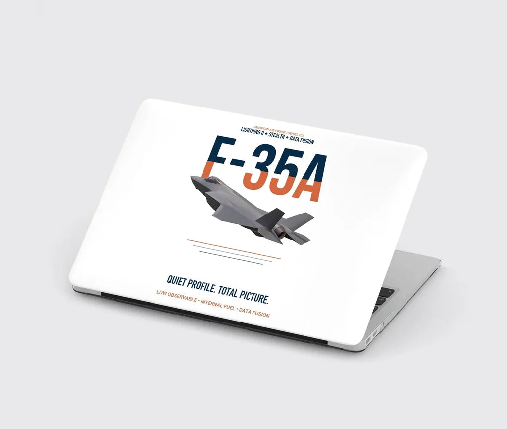 F-35A Lightning II Quiet Profile Total Picture design on white MacBook case