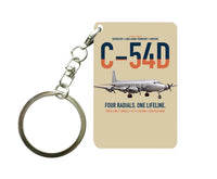 Thumbnail for C-54D Skymaster design on beige designed key chain, double-side print