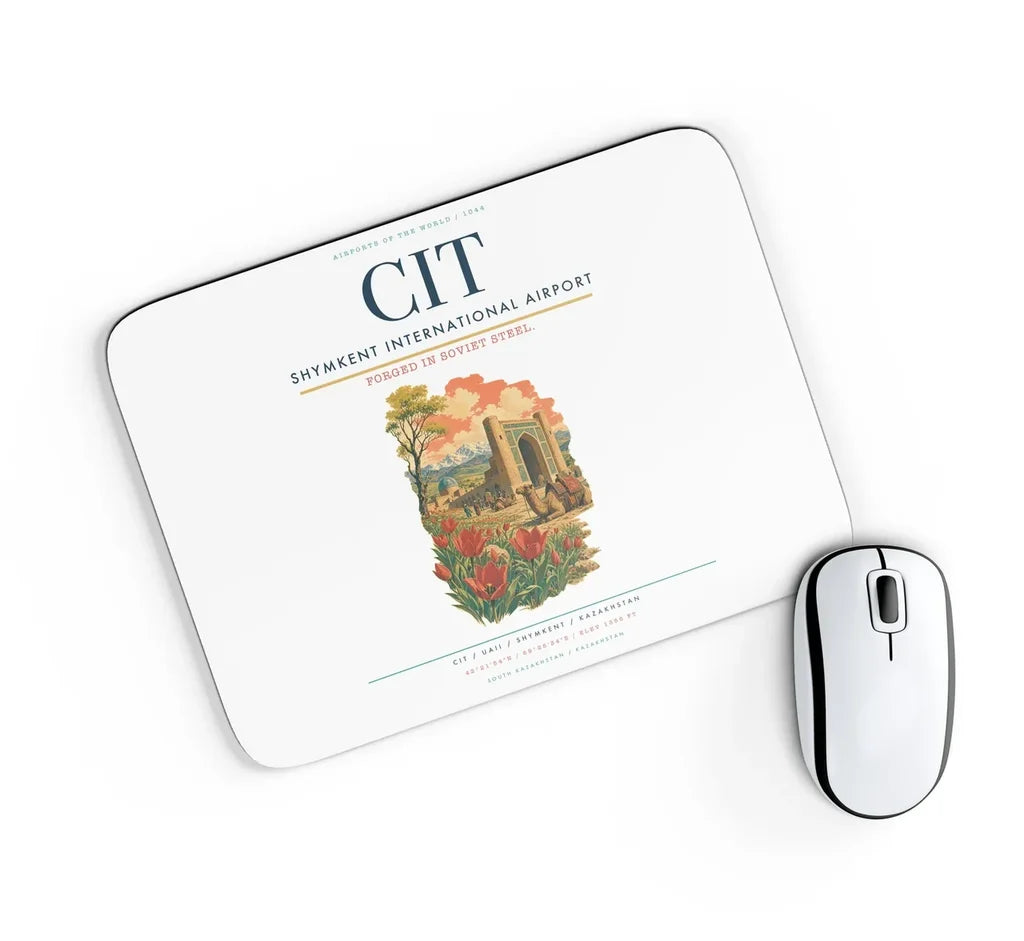 Shymkent International Airport (CIT) design on white rectangle mouse pad