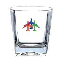 Thumbnail for Customisable Colourful 3 Airplanes Whisky Glass - view 2
