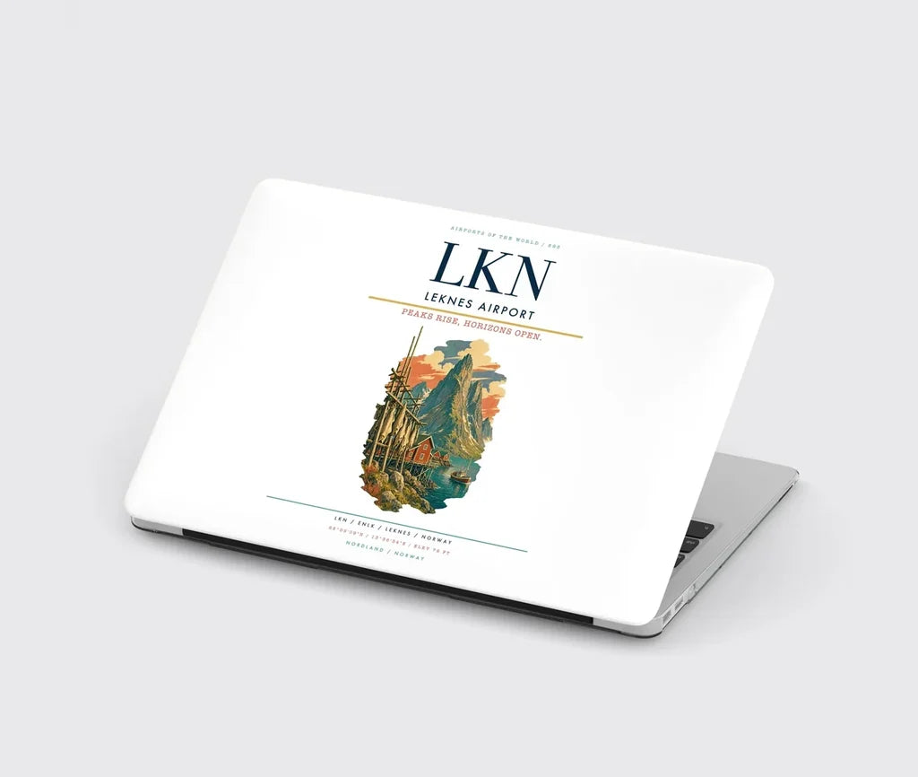 Leknes Airport (LKN) design on white MacBook case