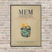 Thumbnail for Frederick W. Smith International Airport Memphis MEM vertical canvas print - framed - beige background