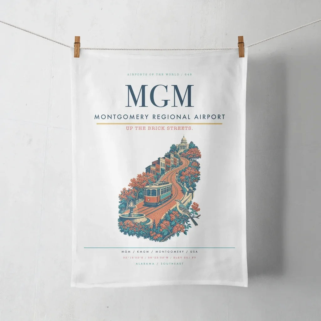 Montgomery Regional Airport (MGM) design on white towel