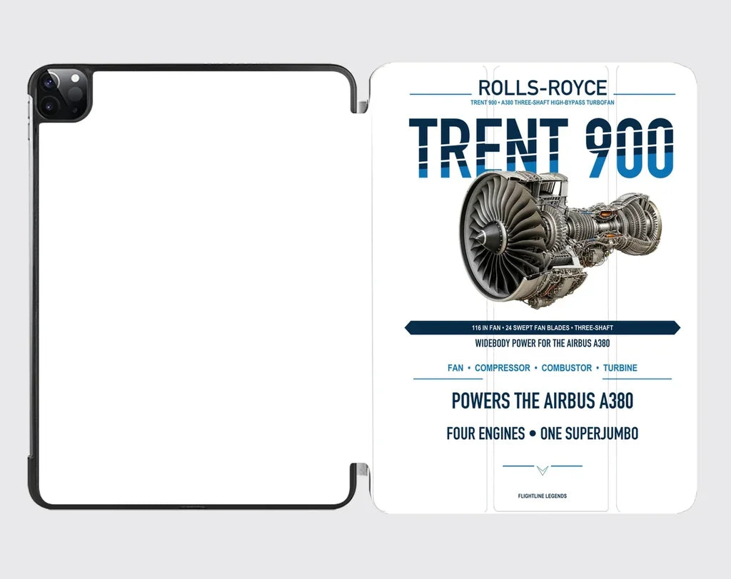 TRENT 900 design on white ipad tablet case
