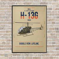 Thumbnail for Bell H-13G Sioux vertical canvas print - framed - beige background