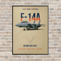 Thumbnail for F-14A Tomcat Defend The Fleet vertical canvas print - framed - beige background