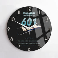 Thumbnail for Bombardier Challenger 601 design on black no frame wall clock