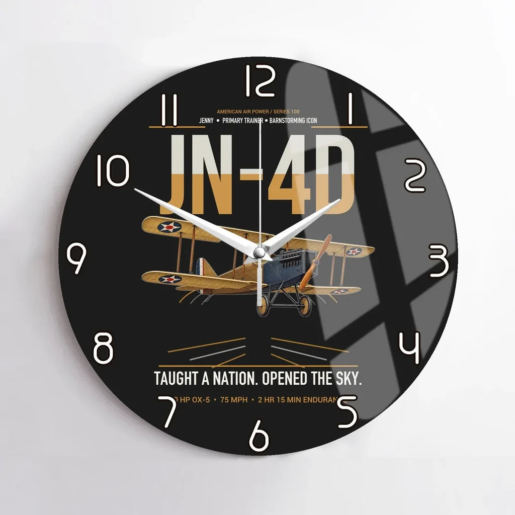 Curtiss JN-4D Jenny design on black no frame wall clock
