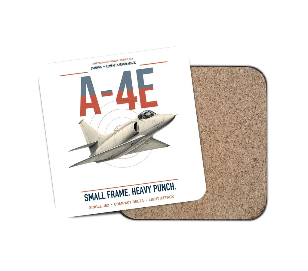 A-4E Skyhawk design on white 1 piece coaster