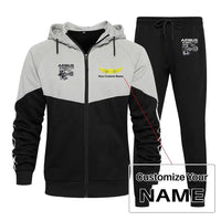 Thumbnail for Airbus A350 & Trent Wxb Engine Zipped Hoodie - Colourful - Black + Name (Customizable)
