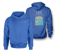 Thumbnail for City of Derry Airport (LDY) design on blue double-side hoodie